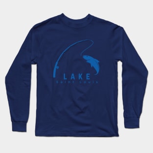 Lake Saint Louis Fish on the Line - blue Long Sleeve T-Shirt